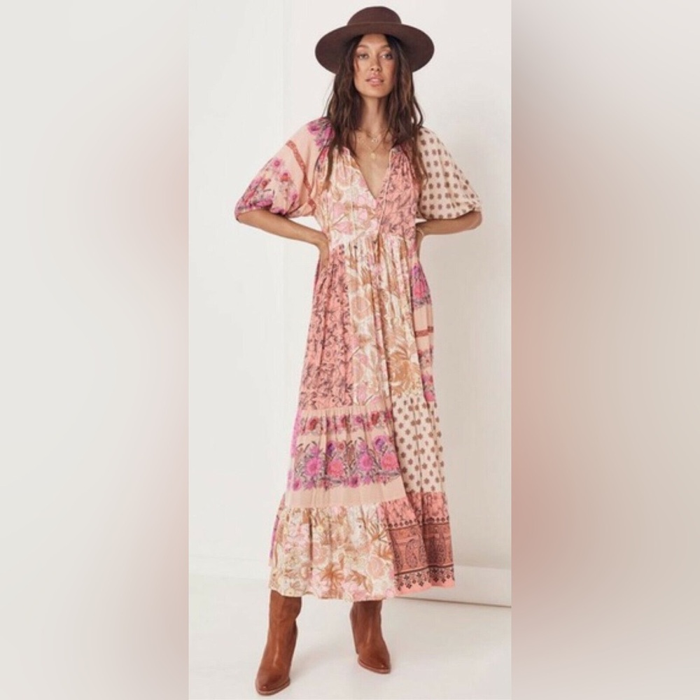 NWOT spell renew patchwork gown size is m/l
